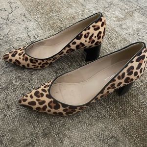 Marc Fisher Cheetah Beige Leopard Print Padded Block Heel